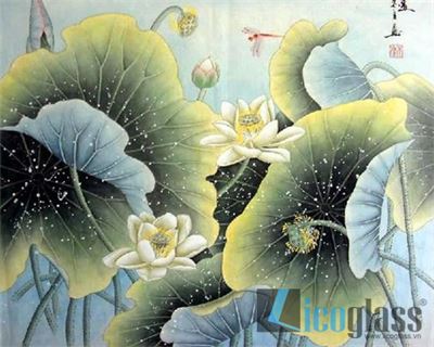 TRANH KÍNH HOA SEN KHỔ NGANG 01
