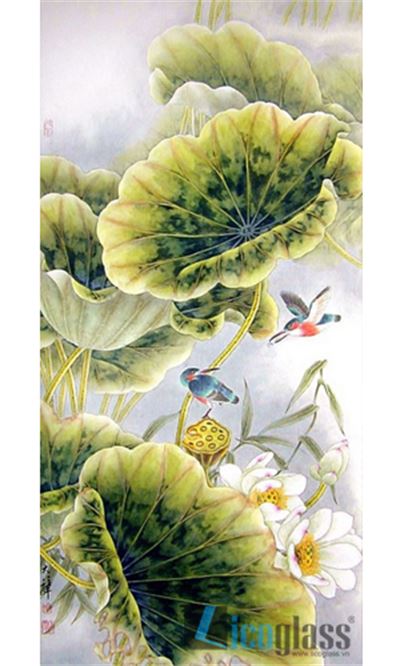 TRANH KÍNH HOA SEN KHỔ ĐỨNG 08