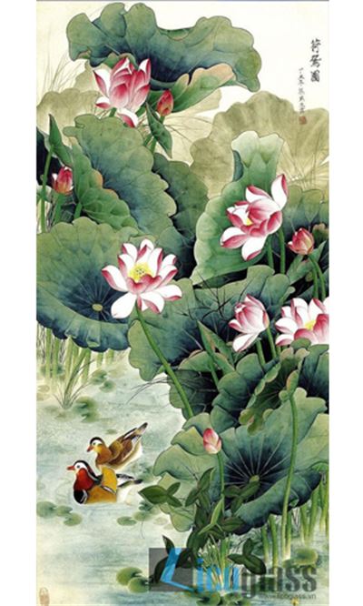 TRANH KÍNH HOA SEN KHỔ ĐỨNG 05