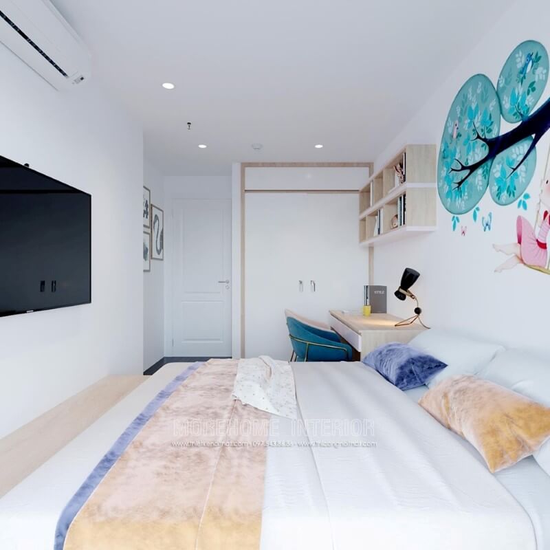 Thiết kế nội thất phòng ngủ con tại chung cư cao cấp Mẫu nội thất chung cư đẹp