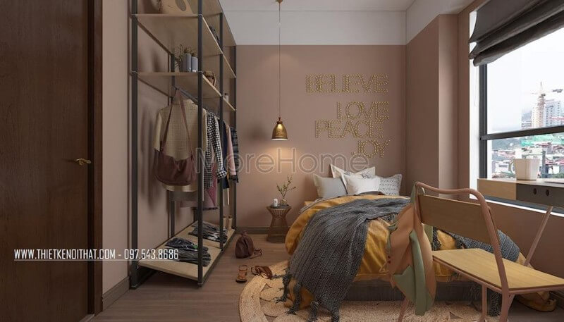 Thiết kế nội thất phòng ngủ cho bé gái với phong cách thiết kế scandinavian trẻ trung Mẫu nội thất chung cư đẹp