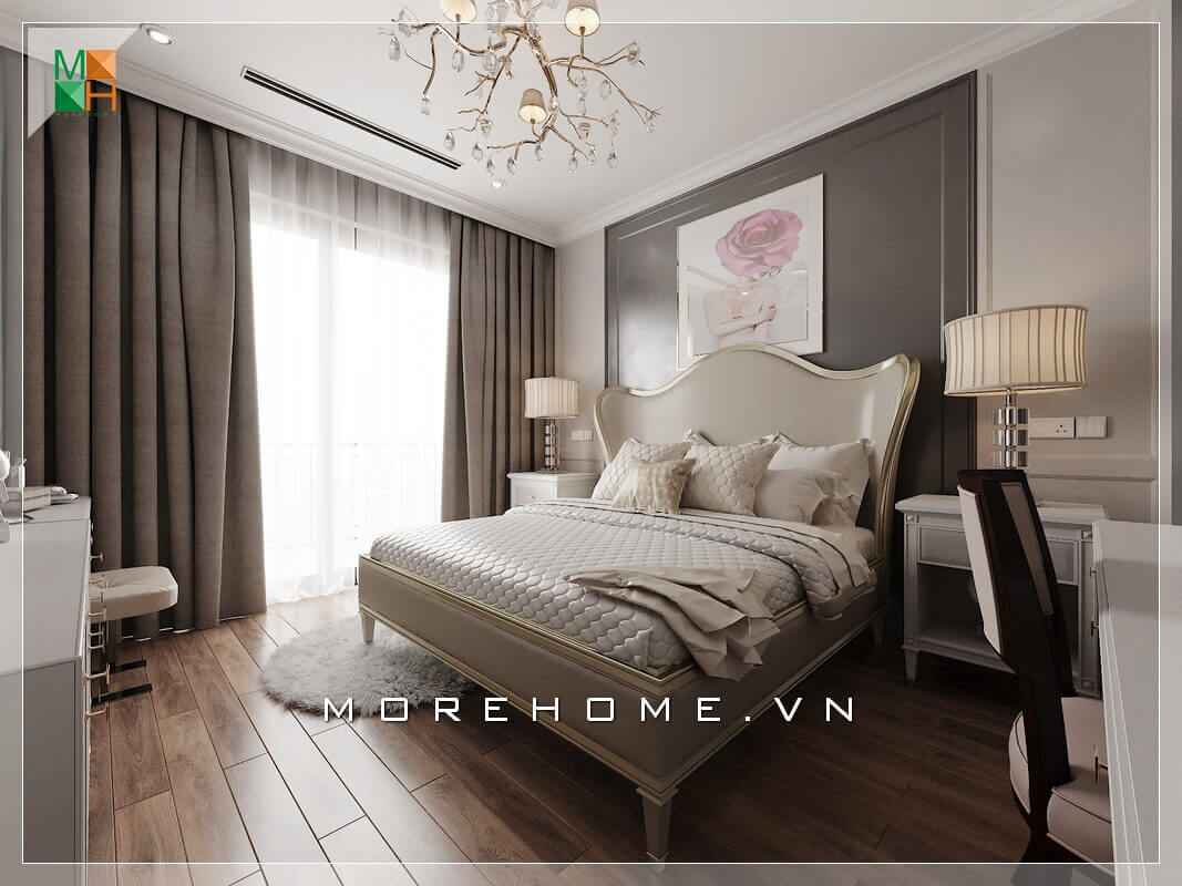 Ấn tượng với mẫu thiết kế nội thất phòng ngủ tân cổ điển đẹp, sang trọng cho chung cư, nhà phố. Mẫu nội thất chung cư đẹp